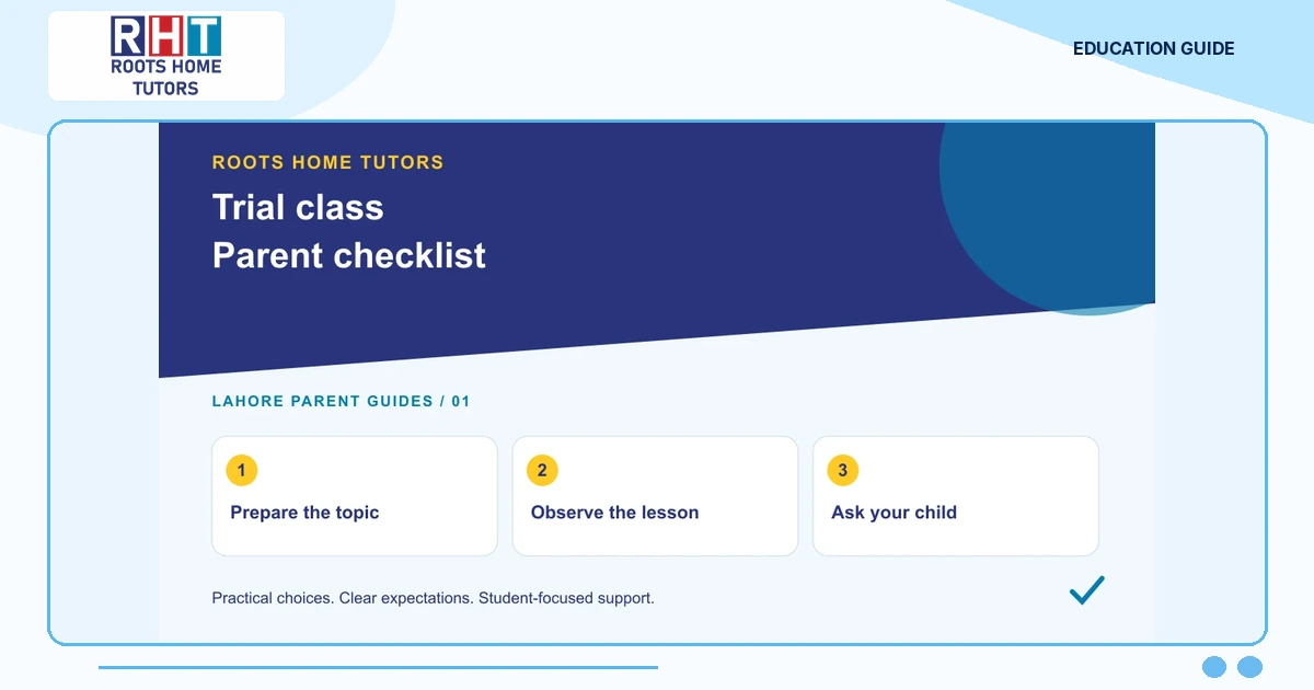 Parent guide: home tutor trial-class checklist